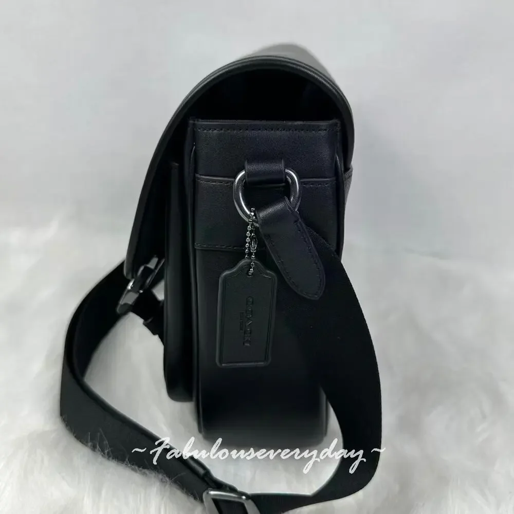 Coach Men Racer Messenger Bag In Signature Canvas Crossbody Black CT716 NWT